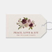Peace Love and Joy Winter Bouquet Black Holiday ギフトタグ (正面(横))