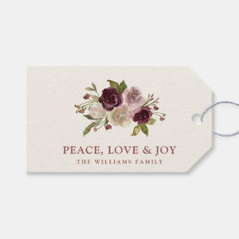 Peace Love and Joy Winter Bouquet Black Holiday ギフトタグ