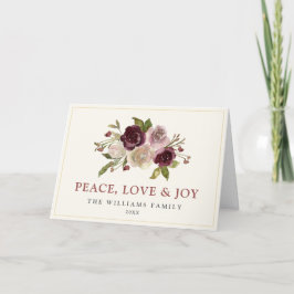 Peace Love and Joy Winter Bouquet Folded シーズンカード