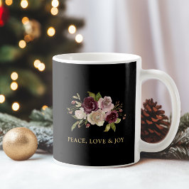 Peace Love and Joy Winter Bouquet Holiday コーヒーマグカップ