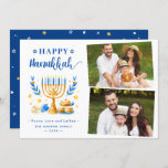 Peace Love and Latkes Happy Hanukkah 2写真 シーズンカード<br><div class="desc">ハヌカーの台本とユダヤの祝日のシンボルを使用し素晴らして、グリーティングメッセージをハイライト表示するこのホリデーフォトカードでウィッシュを送信する。</div>