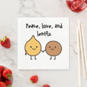 Peace, Love, and Lentils – Funny Vegan Design with スタンダードランチョンナプキン (インサイチュ)