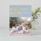 Peace Love and Light Blue Hanukkah写真 箔シーズンカード (立ち正面)