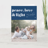 Peace Love and Light Navy Blue Hanukkah写真 シーズンカード (正面)