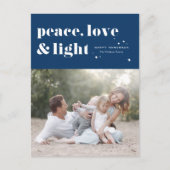 Peace Love and Light Navy Blue Hanukkah写真 シーズンポストカード (正面)