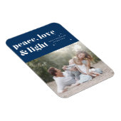 Peace Love and Light Navy Blue Hanukkah写真 マグネット (右側)