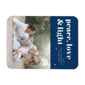 Peace Love and Light Navy Blue Hanukkah写真 マグネット (横)