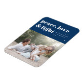 Peace Love and Light Navy Blue Hanukkah写真 マグネット (左側)