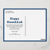 Peace Love and Light Navy Blue Hanukkah写真 箔シーズンポストカード (裏面)