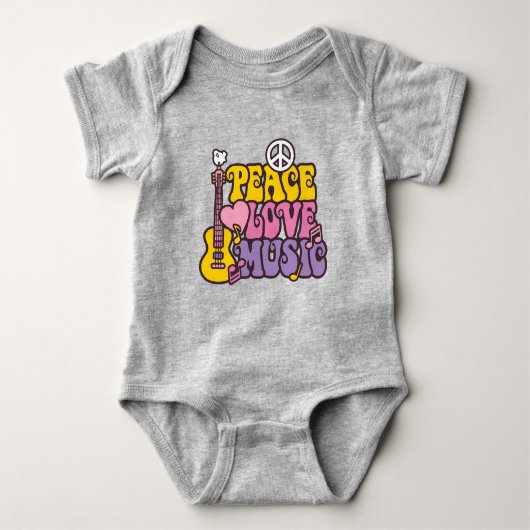 Peace, Love, And Music Baby Bodysuit ベビーボディスーツ (正面)