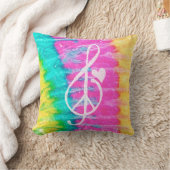Peace Love and Music Note絞り染め クッション (ブランケット)
