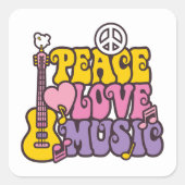 Peace, Love, And Music Stickers スクエアシール (正面)