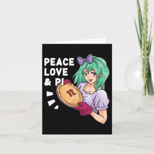 Peace Love And Pi - 3月14日Pi Day Anime Math カード (正面)