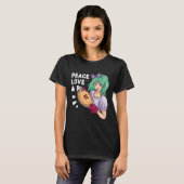 Peace Love And Pi - 3月14日Pi Day Anime Math Tシャツ (正面フル)