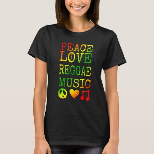 Peace, Love and Reggae Music Shirtレゲエ Tシャツ (正面)