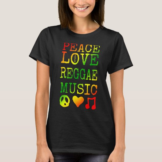 Peace, Love and Reggae Music Shirtレゲエ Tシャツ (正面)