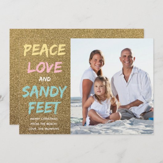 Peace Love and Sandy足クリスマスフォトカード シーズンカード (正面/裏面)