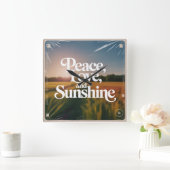 Peace, Love, And Sunshine スクエア壁時計 (ホーム)