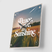 Peace, Love, And Sunshine スクエア壁時計 (傾斜)