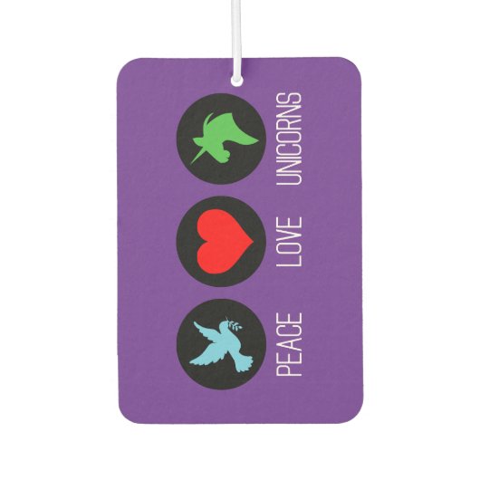Peace love and unicorns カーエアーフレッシュナー (正面)