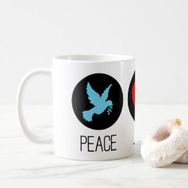 Peace love and unicorns コーヒーマグカップ