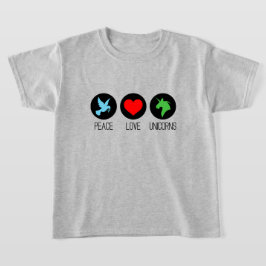 Peace love and unicorns tシャツ