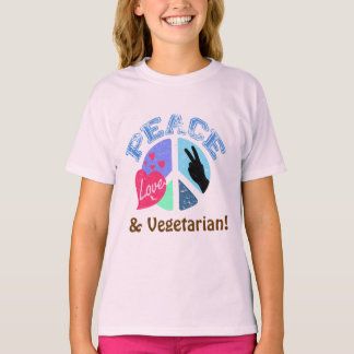 Peace Love and Vegetarian Tシャツ