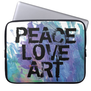 PEACE LOVE ARTタイプ+抽象芸術背景 ラップトップスリーブ