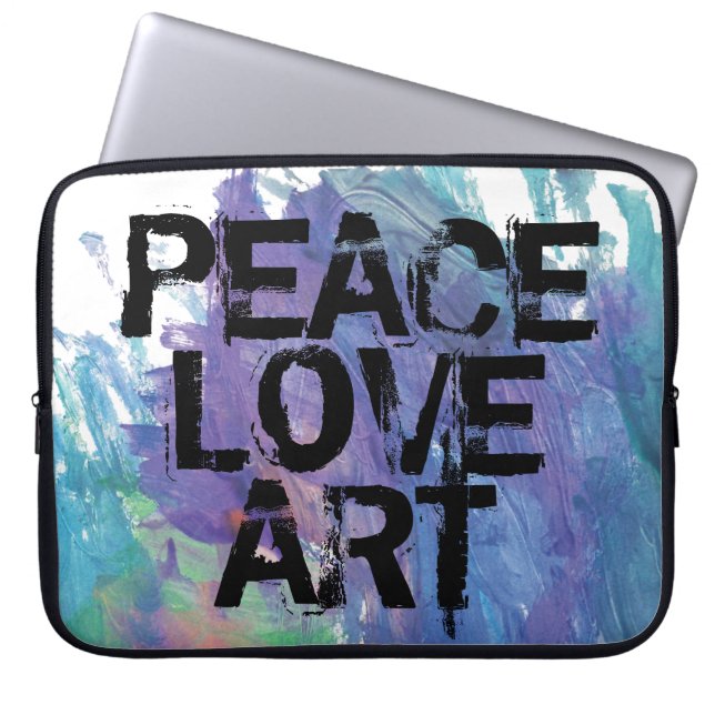 PEACE LOVE ARTタイプ+抽象芸術背景 | ラップトップスリーブ (正面)