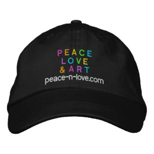 Peace, Love & Artプロモーションブラック 刺繍入りキャップ
