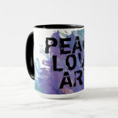 PEACE LOVE ART タイプ + ペイント背景| マグカップ (正面左)