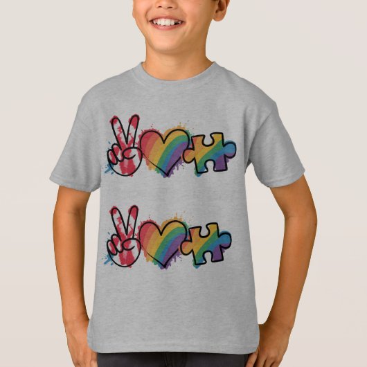 Peace.Love.Autism  T-Shirt Tシャツ (正面)