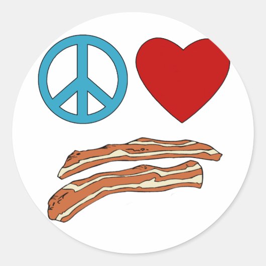 Peace Love Bacon Symbology T-shirt, Mag ラウンドシール (正面)
