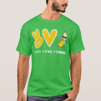 Peace Love Banana Funny Fruit Food Vegan Women Men Tシャツ