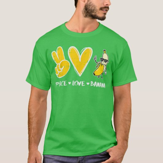 Peace Love Banana Funny Fruit Food Vegan Women Men Tシャツ (正面)