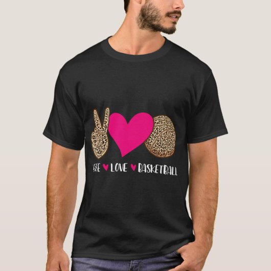 Peace Love Basketball – ボールゲームコーチバスケ Tシャツ (正面)
