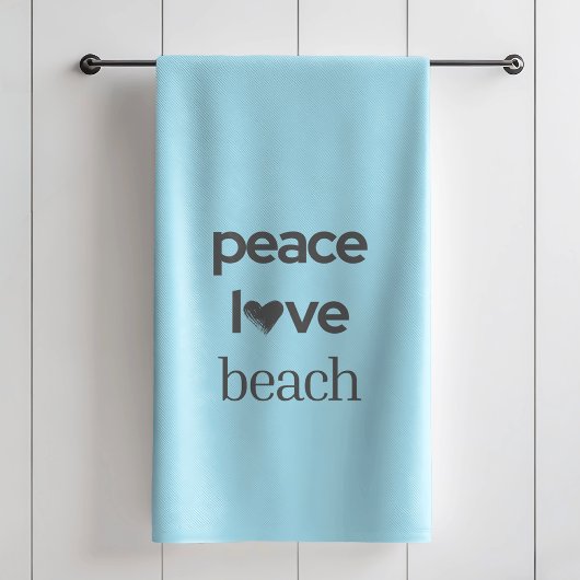 Peace Love Beach -Blue Coastal Life Bathroom Decor バスタオルセット