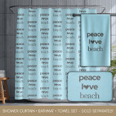 Peace Love Beach Blue Coastal Life Bathroom Decor バスマット