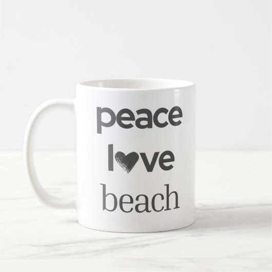 Peace Love Beach Graphic | Coastal Nautical Life コーヒーマグカップ (左)