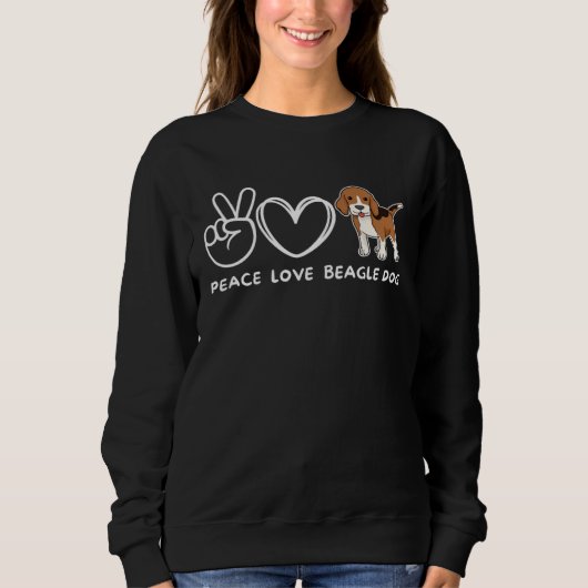 Peace Love Beagle Dog Retro Beagle Dog スウェットシャツ (正面)