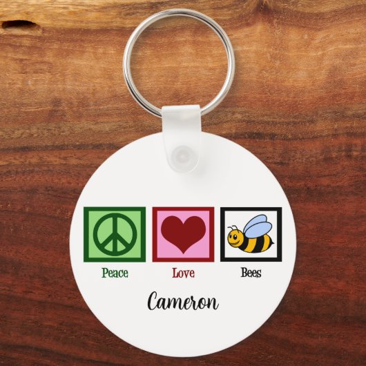 Peace Love Bees キーホルダー (正面)