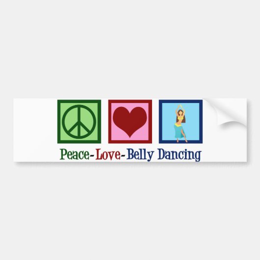 Peace Love Belly Dancing バンパーステッカー (正面)