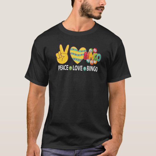 Peace Love Bingo Bingoゲーム男性女性選手 Tシャツ (正面)