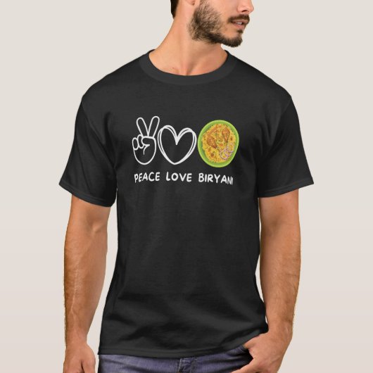 Peace Love Biryani Retro Biryani  Food Tシャツ (正面)