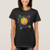 Peace Love Bitcoin  Distressed Flower Power Crypto Tシャツ (正面)