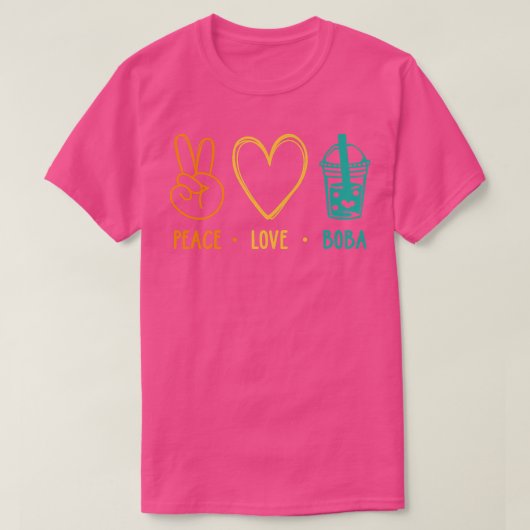 Peace Love Boba Graphic Tea Lover Tea Drinker Bubb Tシャツ (デザイン正面)