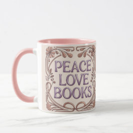 Peace Love Books Pink Combo Mug マグカップ