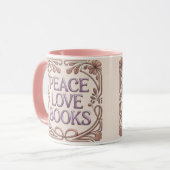 Peace Love Books Pink Combo Mug マグカップ (正面左)