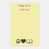 Peace, Love & Books Post-It Notes ポストイット (正面)