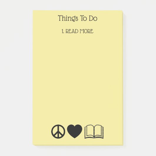 Peace, Love & Books Post-It Notes ポストイット (正面)
